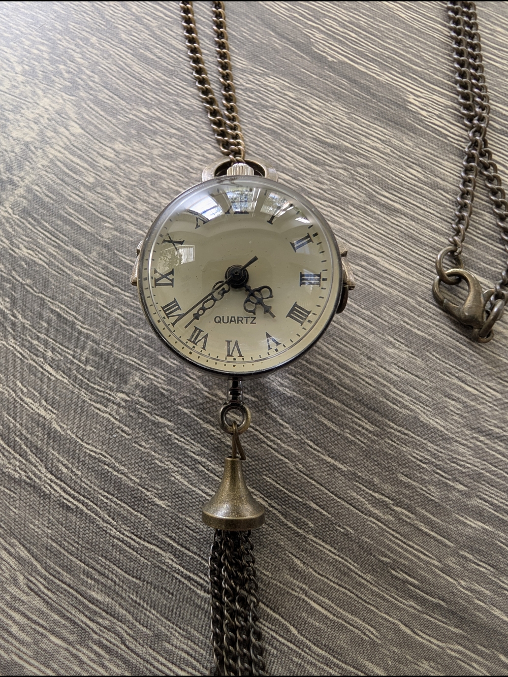 Vintage Antique Glass Ball pocket watch pendant on long necklace With Tassel